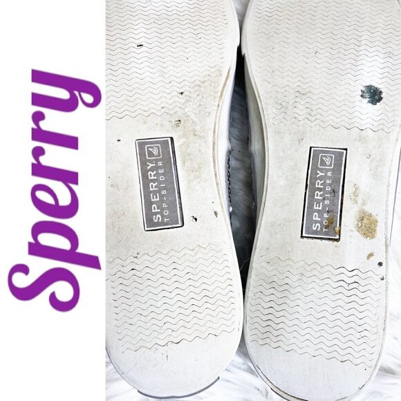 SPERRY TOPSIDER Bahama Silver Sequin Boat Shoe, Size 7 - Picture 10 of 12